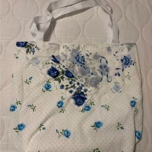 Vintage Linen Embroidered Floral Tote Bag - Cream and Yellow